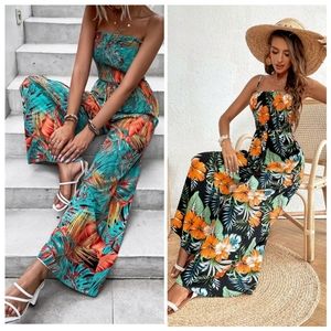 Tropical print jumpsuits (M)
